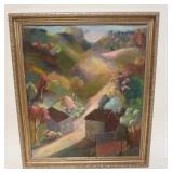1296	WILLIAM STODDARD LOUGHRAN OIL ON BOARD UNTITLED, RURAL SCENE, SOME PAINT LOSS, APPROXIMATELY 23