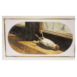 1300	EGG TEMPERA ON CANVAS TITLED *TOUCH OF RED* MARVIN HAYES, APPROXIMATELY 25 IN X 42 IN OVERALL