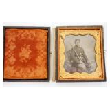 1005	TIN TYPE UNION SOLDIER CASED IMAGE, APPROXIMATELY 3 1/4 IN X 3 1/2 IN