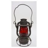 1013	NYCS RAILROAD LANTERN DIETZ, RED GLOBE LANTERN MARKED N.Y.N.H., METAL