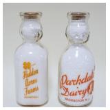1089	ANTIQUE MILK BOTTLES, 2 BARY FARE CREAM TOP QUART MILK BOTTLES, HIDDEN ACRES FARMS & PARK DALE 