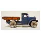 1113	ATIQUE CAST IRON TOY DUMP TRUCK, APPROXIMATELY 2 IN X 6 IN X 2 1/2 IN HIGH