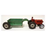 1127	ANTIQUE CAST IRON TRACTOR & CART W/DUMP BODY, ALLIS, CHALMERS, APPROXIMATELY 13 IN X 4 1/2 IN X