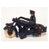 1132	ANTIQUE CAST IRON TOY HUBLEY PATROL MOTORCYLE MARKED CHAMPION, APPROXIMATELY 5 IN X 3 1/2 IN HI