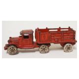 1174	ANTIQUE CAST IRON TOY TRUCK & TRAILER, APPROXIMATELY 7 IN X 2 1/2 IN HIGH