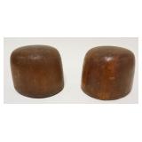 1012	ANTIQUE WOOD HAT MOLDS LOT OF 2, APPROXIMATELY 6 IN HIGH