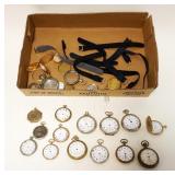 1026	POCKET WATCH LOT, NOT WORKING W/LOSSES FOR PARTS OR REPAIR