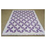 1038	ANTIQUE HAND SEWN QUILT, DRUNKARDS PATH PATTERN, APPROXIMATELY 6 FT 1 IN X 7 FT 1 IN
