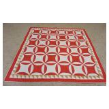 1041	ANTIQUE HAND SEWN QUILT, ROB PETER TO PAY PAUL PATTERN, SOME WEAR, APPROXIMATELY 5 FT 10 IN X 6