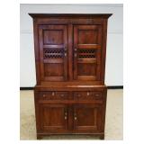 1058	ANTIQUE WALNUT 2 PART CUPBOARD W/2 DRAWERS & 4 DOORS, APPROXIMATELY 42 1/2 IN X 20 1/2 IN X 72 