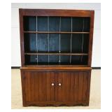 1059	ANTIQUE PINE 2 PIECE STEP BACK CUPBOARD OVER 2 DOORS, APPROXIMATELY 55 IN X 17 IN X 76 IN HIGH