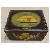 1060	ANTIQUE PAINT DECORATED WOOD NAUTICAL CHART BOX *FIREFLY* APPROXIMATELY 23 IN X 18 IN X 12 IN H