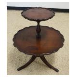 1067	MAHOGANY 2 TIER SCALLOPED EDGE TABLE