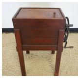 1068	ANTIQUE BUTTER CHURN IN OLD RED FINISH, MARKED SANBORN CHURN & BUTTER WORKER NO. 1 1865 WEST TO