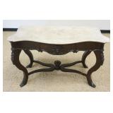 1079	MARBLE TOP VICTORIAN CONSOLE TABLE W/ONE DRAWER, FRAME HAS SOME LOSS, IN NEED OF REPAIR, APPROX