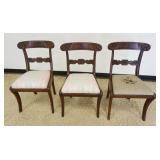 1088	SET OF 3 CARVED WALNUT SIDE CHAIRS