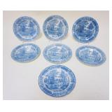 1093	DAVENPORT STAFFORDSHIRE BLUE & WHITE TRANSFERWARE PLATES GROUP OF 7, ONE W/SMALL RIM CHIP, 8 IN