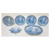 1095	DAVENPORT STAFFORDSHIRE BLUE & WHITE TRANSFERWARE INCLUDING 4-7 IN PLATES, 9 1/2 IN SERVING BOW