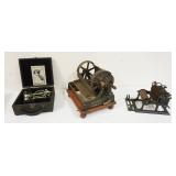 1128	GROUP OF ANTIQUE MECHANICAL & MEDICAL, EDISON #15 MIMEOGRAPH, MINIATURE CAST IRON PRINTING PRES