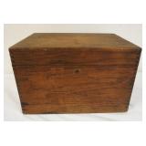 1134	ANTIQUE OAK BOX W/CONTENTS FROM A CIVIL ENGINEER, APPROXIMATELY 10 IN X 14 IN X 9 IN HIGH