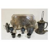 1135	LOT OF SILVERPLATE INCLUDING LARGE HEAVY VICTORIAN 28 IN X 18 IN PLATTER, VICTORIAN WATER PITCH