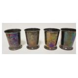 1138	LOT OF 4 STERLING MUGS, SOME DENTING ON BASE, 11.5 OZT