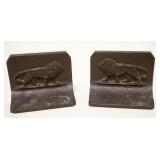 1147	CAST BRASS BRADLEY & HUBBARD LION BOOKENDS, APPROXIMATELY 5 IN X 4 IN HIGH