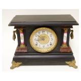 1148	INGRAHAM VICTORIAN MANTLE CLOCK IN BLACK WOOD EBONIZED CASE W/METAL MOUNTS & GARNITURES, APPROX