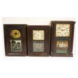1154	LOT OF 3 ANTIQUE OGEE CLOCKS, ONE DANIEL PRATT JR W/HALF COLUMNS, SETH THOMAS & JEROME & CO, AL