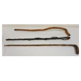 1170	GROUP OF 3 ANITQUE RUSTIC CANES & WALKING SITCK