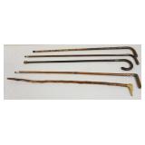 1172	GROUP OF 5 ANTIQUE CANES W/DOGS HEAD