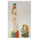 1175	LOT CHALK CARNIVAL FIGURE OF A WOMAN IN SAILORS UNIFORM *SAILORETTE* & BISQUE FIGURE OF WOMAN S