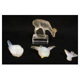 1179	LOT OF MINIATURE FRENCH GLASS ANIMALS INCLUDING FROSTED DEER & GROUP OF MINIATURE BIRDS, APPROX