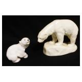 1180	LOT OF 2 PORCELAIN BEAR FIGURES, LARGEST APPROXIMATELY 8 IN HIGH, MARKED NORWAY