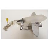 1198	A SARSAPALLA DECO DESIGNS DECO AIRPLANE LAMP, CHROME & GLASS, APPROXIMATELY 9 IN HIGH