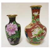 1200	2 ASIAN CLOISONNE VASES, LARGEST APPROXIMATELY 9 1/4 IN
