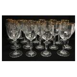 1208	20 GOLD RIMMED CRYSTAL GOBLETS W/INTERIOR RIBBING, 8 IN HIGH