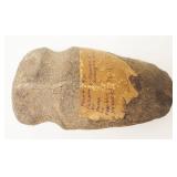 1226	NATIVE AMERICAN INDIAN ARTIFACT AXE HEAD, WARREN CO NJ FOUND BRAINARDS HARMONY NJ 1930, APPROXI
