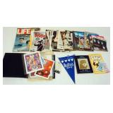 1051	LARGE LOT OF BEATLES RELATED EPHEMERA, INCLUDING STAMPS, JOHN LENNON BOOK IN HIS OWN WRITE, MAG
