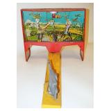 1173	MARX WWII ERA TIN LITHO NATIONAL DEFENSE TARGET PRACTICE ARCADE  TYPE TOY. HAS SOME PAINT LOSS.