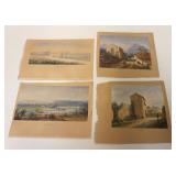 1030	LOT OF 4 ANTIQUE WATERCOLORS, LARGEST IMAGE SIZE APPROXIMATELY 5 IN X 9 IN