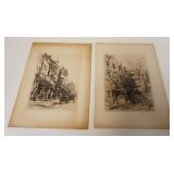 1034	2 ANTIQUE ENGRAVINGS ERNEST GEORGE, EACH APPROXIMATELY 10 1/2 IN X 14 1/2 IN