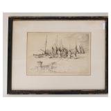 1040	HENRY JACKSON SIMPSON SIGNED ENGRAVING TITLED *THE LITTLE MARKET STONEHAVEN* APPROXIMATELY 12 I