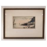 1048	ANTIQUE COLORED ENGRAVING OF ROCHELLE HARBOR, APPROXIMATELY 11 IN X 13 IN OVERALL