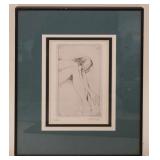 1049	ARTIST SIGNED ENGRAVING OF A WOMAN, APPROXIMATELY 10 IN X 13 IN OVERALL