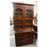 1086	EMPIRE MAHOGANY BOOKCASE TOP 2 PART SECRETARY, APPROXIMATELY 42 IN X 20 IN X 78 IN HIGH