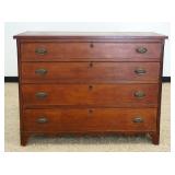 1091	ANTIQUE SOLID CHERRY COUNTRY 4 DRAWER CHEST W/SCALLOPED EDGE BOTTOM & STOP CHAMPFER SIDES, APPR