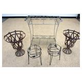 1107	ASSORTMENT OF OUTDOR METAL PLANTER HOLDERS, STANDS & TABLE