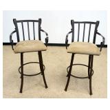 1113	PAIR OF WROUGHT IRON SWIVEL BAR STOOLS W/ARMS, APPROXIMATELY 45 IN HIGH