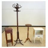 1120	LOT OF ASSORTED FURNITURE INCLUDING STANDS, BENTWOOD COAT RACK